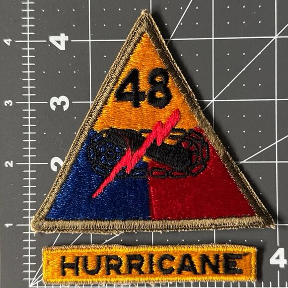 US Army 48th Armored Division Patch w/ Hurricane Tab - #1502 - Picture 1 of 2